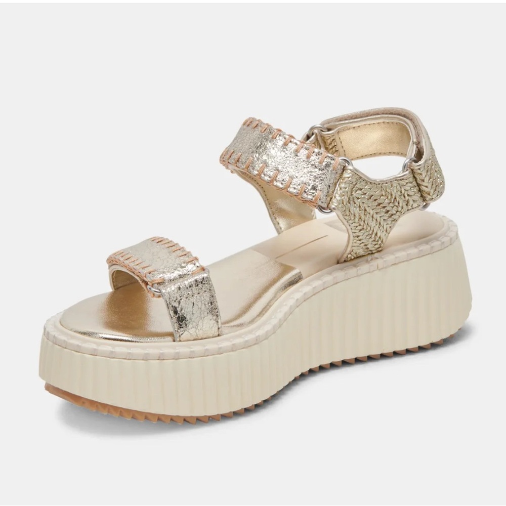 DOLCE VITA Debra Platinum Gold Platform Sandals NWT 7